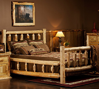 Queen Size Cedar Log Bed